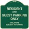 Signmission Designer Series-Resident And Guest Parking Only Violators Subject To Towing, 18" x 18", G-1818-9898 A-DES-G-1818-9898 - alternate 1